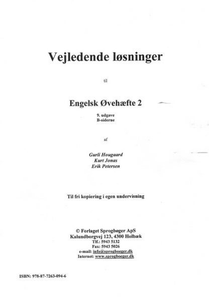 Engelsk Øvehæfte 2... Vejl. løsninger