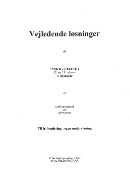 Tysk Øvehæfte 2... Vejl. løsninger